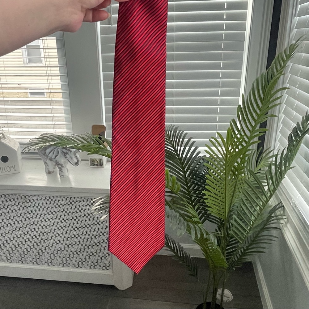 Donald J Trump Red Silk Striped Tie